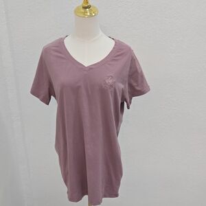 Beverly Hills Polo Club V-Neck Short Sleeve Tee in Dusty Mauve